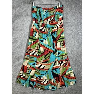 Lane Bryant Strapless Tube Top Abstract Maxi Dress Womens Size 18/20W Drawstring